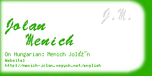 jolan menich business card